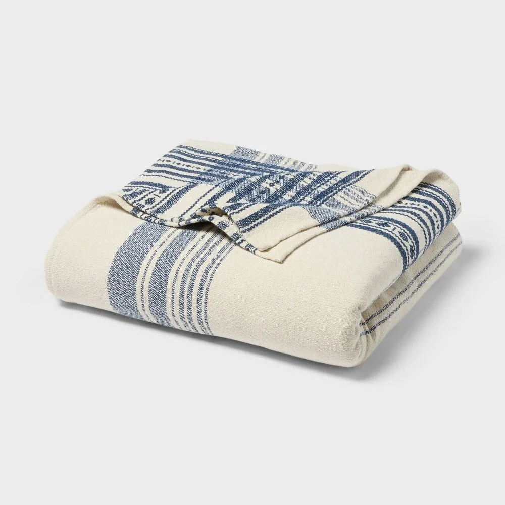 King Yarn Dyed Plaid Cotton Blanket - Threshold - Beige, King, 100% Cotton